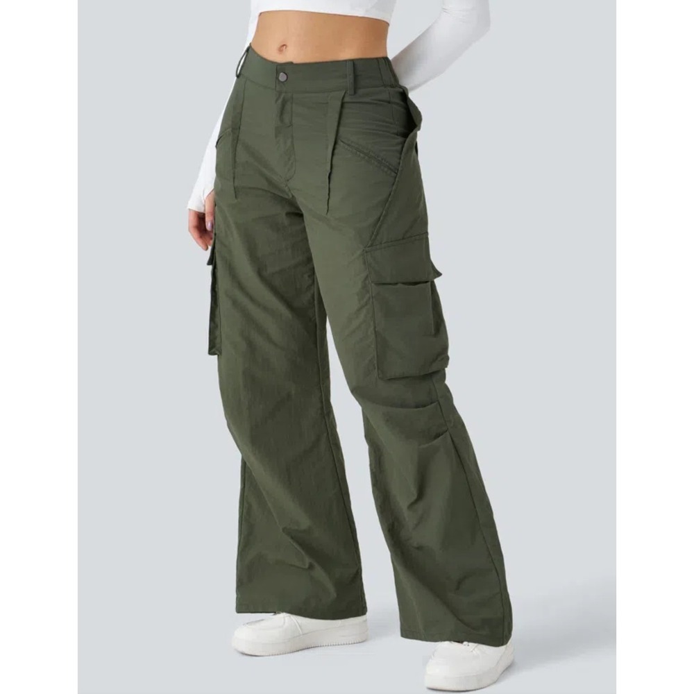 Halara Cargo Pants L Tall 12 14 NEW Wide Leg Olive Green Army Ivy High-Rise